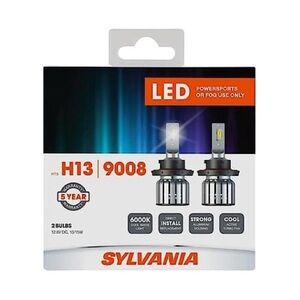 NEW Sylvania H13: LED Powersports Headlight Fog Bulb 6000K Cool White Light 2 Pk